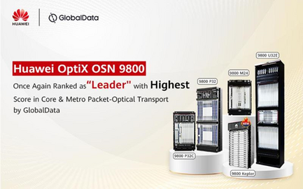 Huawei OptiX OSN 9800 Series Once Again Ranks as “Leader” in Core and Metro WDM by GlobalData